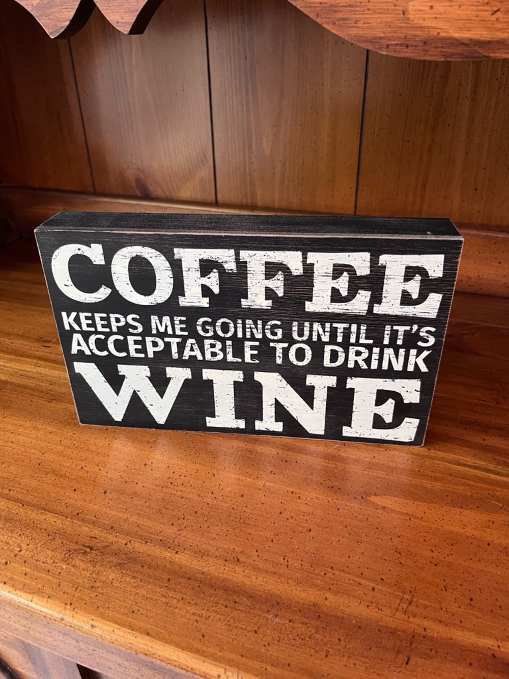Dark Brown & White Coffee Wine Wooden Sign
